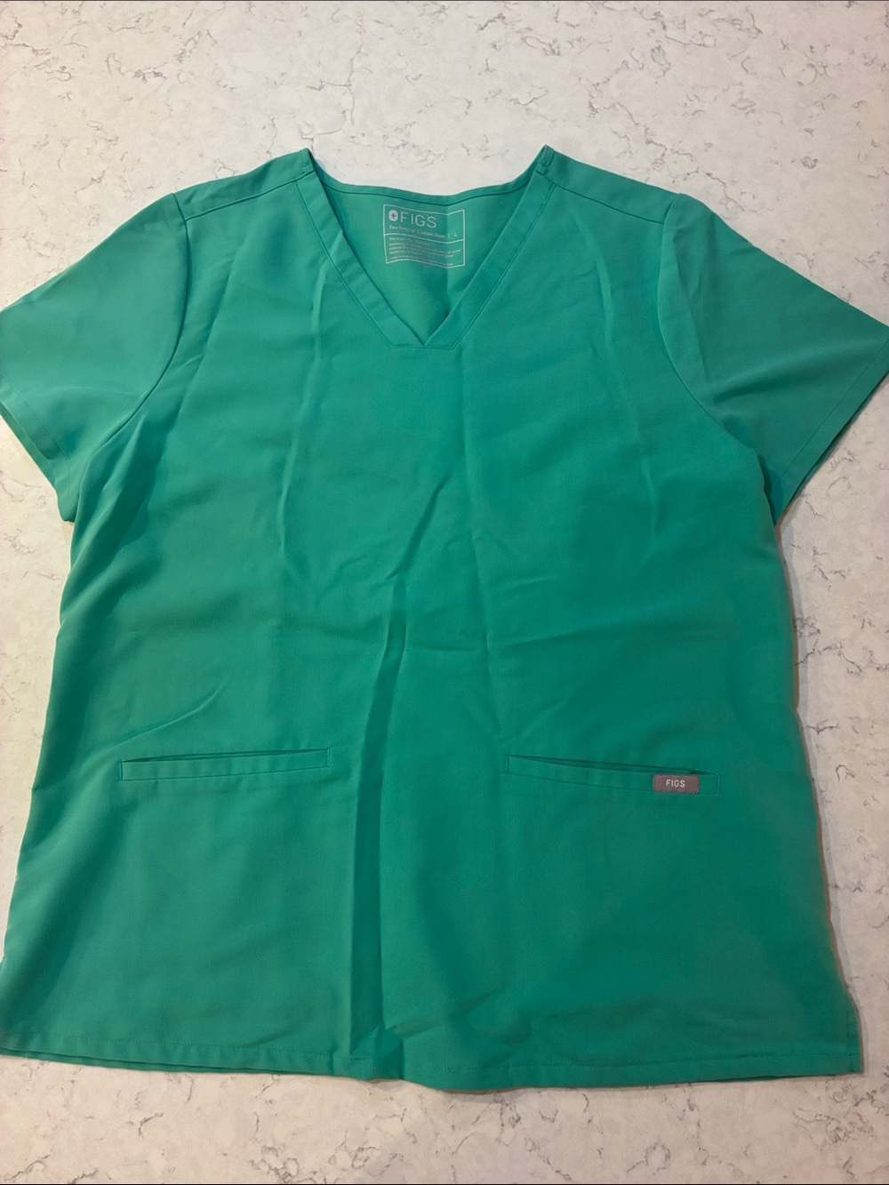 Figs Women's Large V-Neck Casma Scrub Top in Teal Green